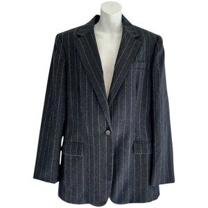 Lauren Ralph Lauren 100% Wool Black Pinstriped Blazer Jacket Women's Size 12